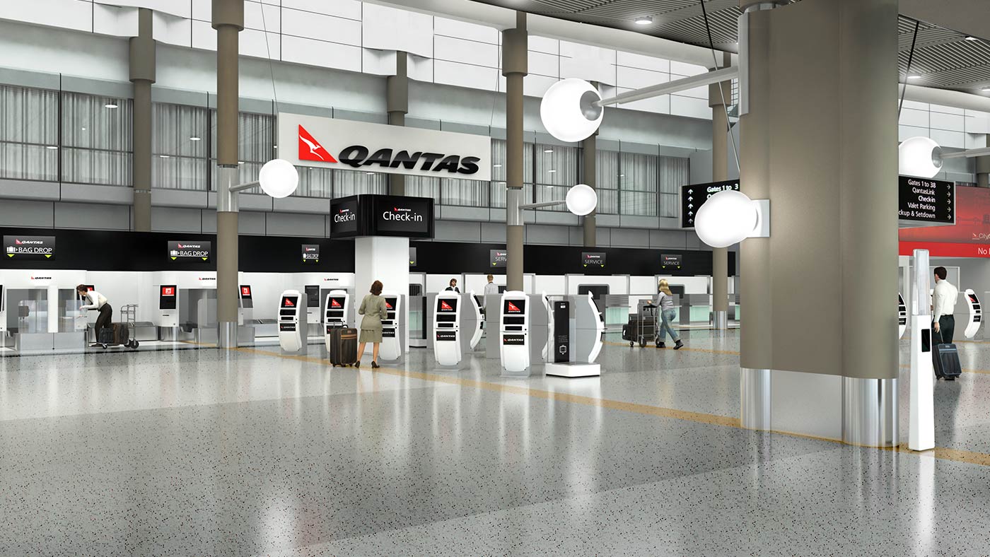 Qantas Next Generation Check-In construction at Brisbane Domestic Terminal by CamPak